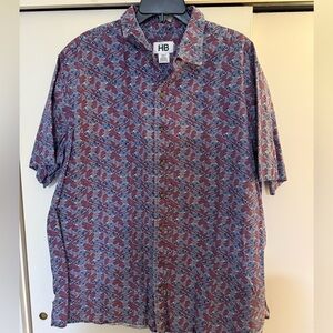 HB Harbor Bay short sleeve button-down shirt with an all-over fish print